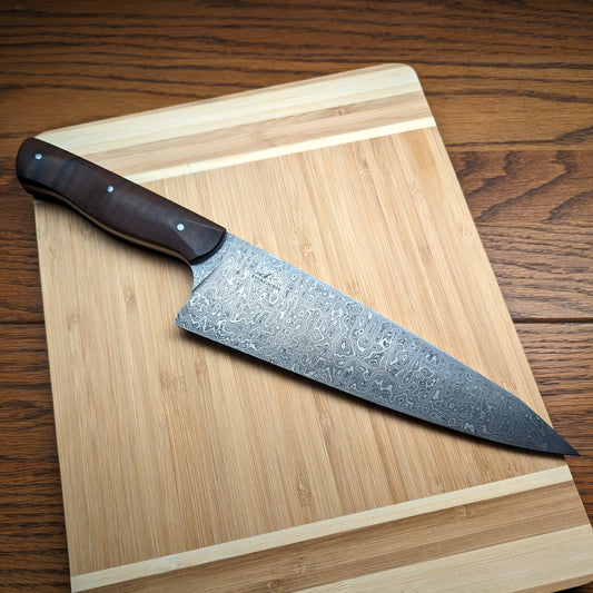Damascus Chef (Toasted Curly Maple/8")