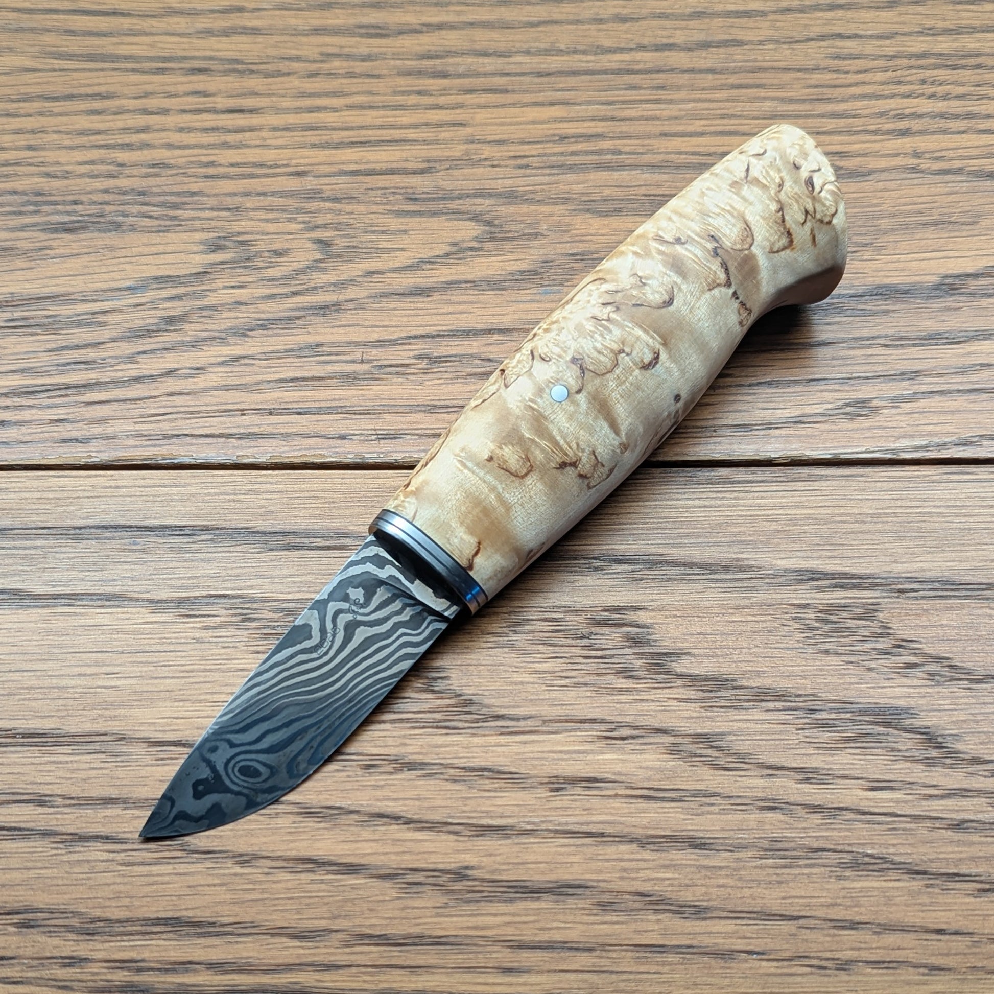 Handmade Puukko knife with Damascus blade